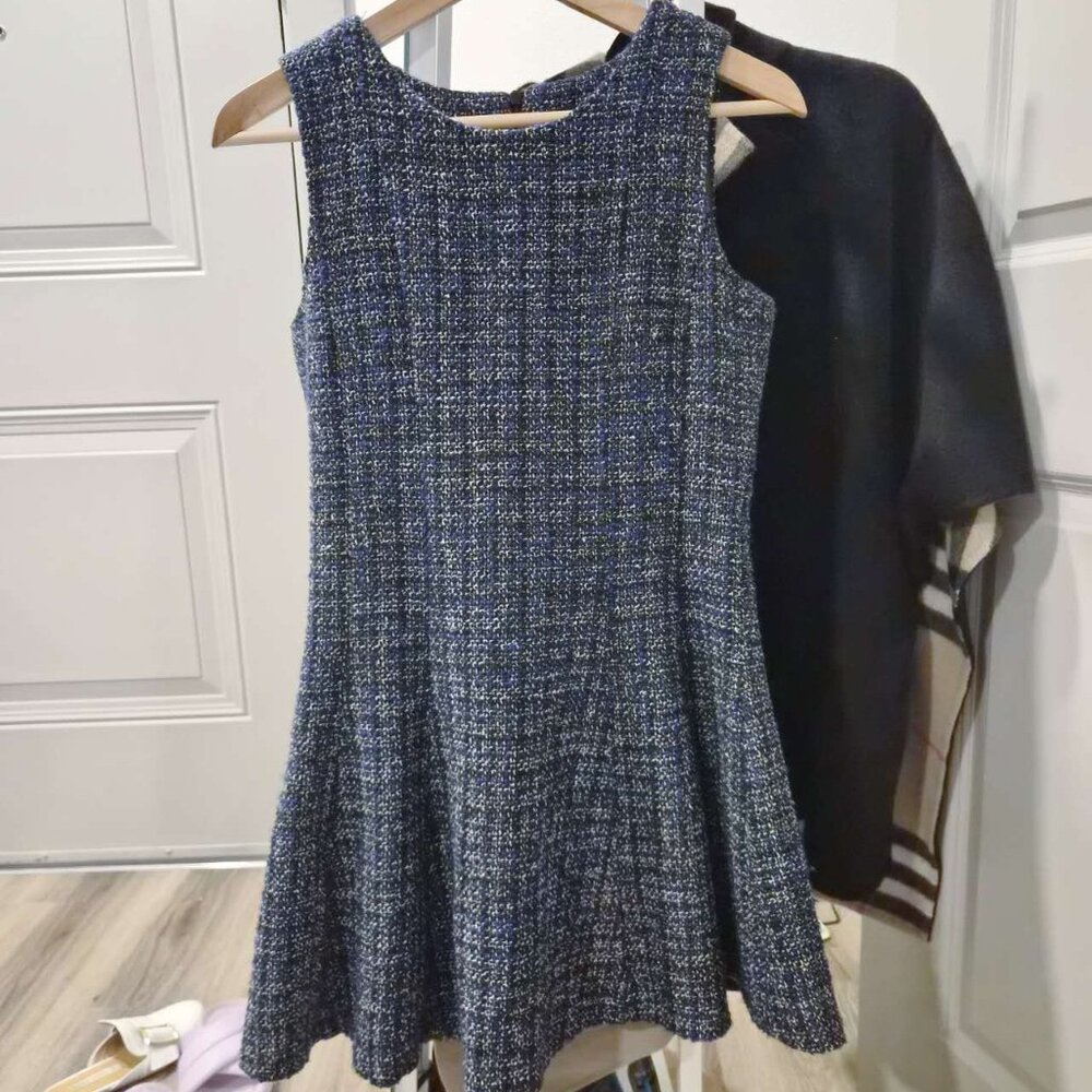 Chlo.D.Manon Blue Tweed Fit & Flare Sleeveless Dress Size S Boutique Chic - Picture 2 of 4